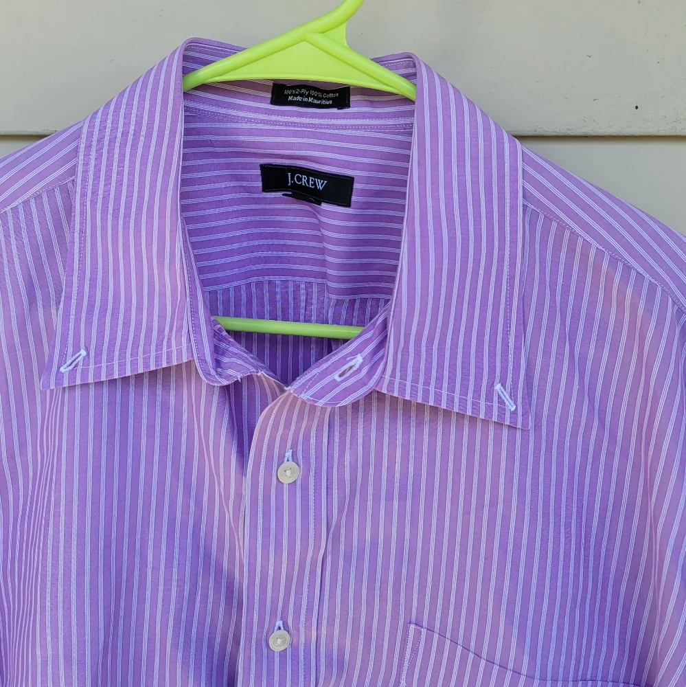 J.Crew Mens Purple Striped 100% Cotton Button Down Longsleeve Shirt L